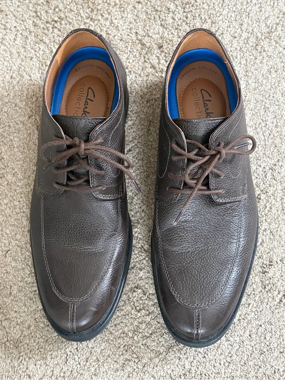 Clarks Brown Leather Lace-Up Derbys with Blue Insoles